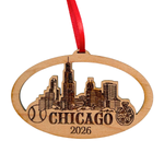 Chicago Ornament 2026, Beautiful Laser Cut Wood Chicago Gifts, Windy City Gift Idea, Chicago Trip Souvenir Idea, City Gifts, Comes in a Gift Box