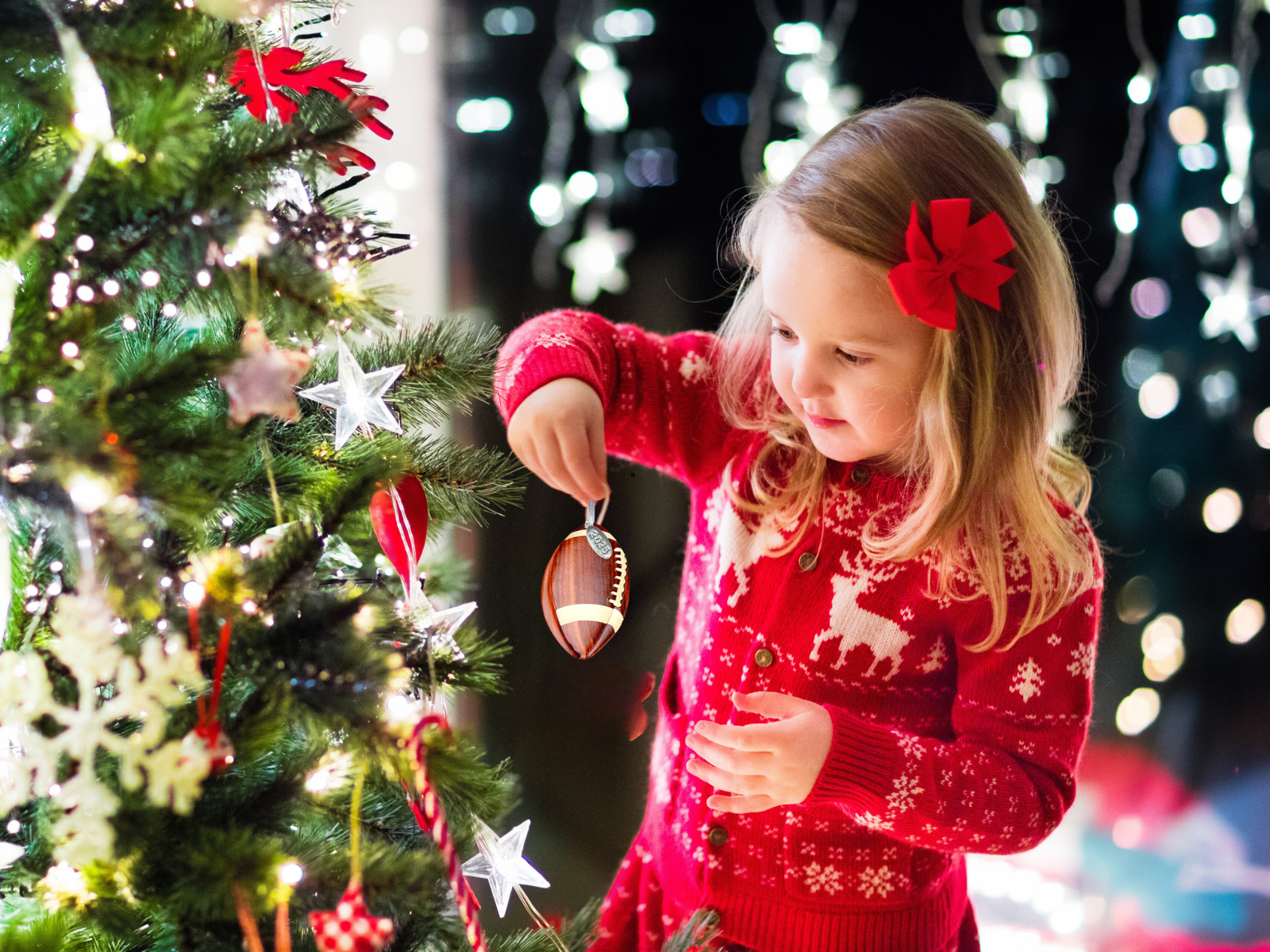 Football Ornament, Stunning Two-Tone Wood Christmas Ornament - Intarsia Design - Comes in a Gift Box
