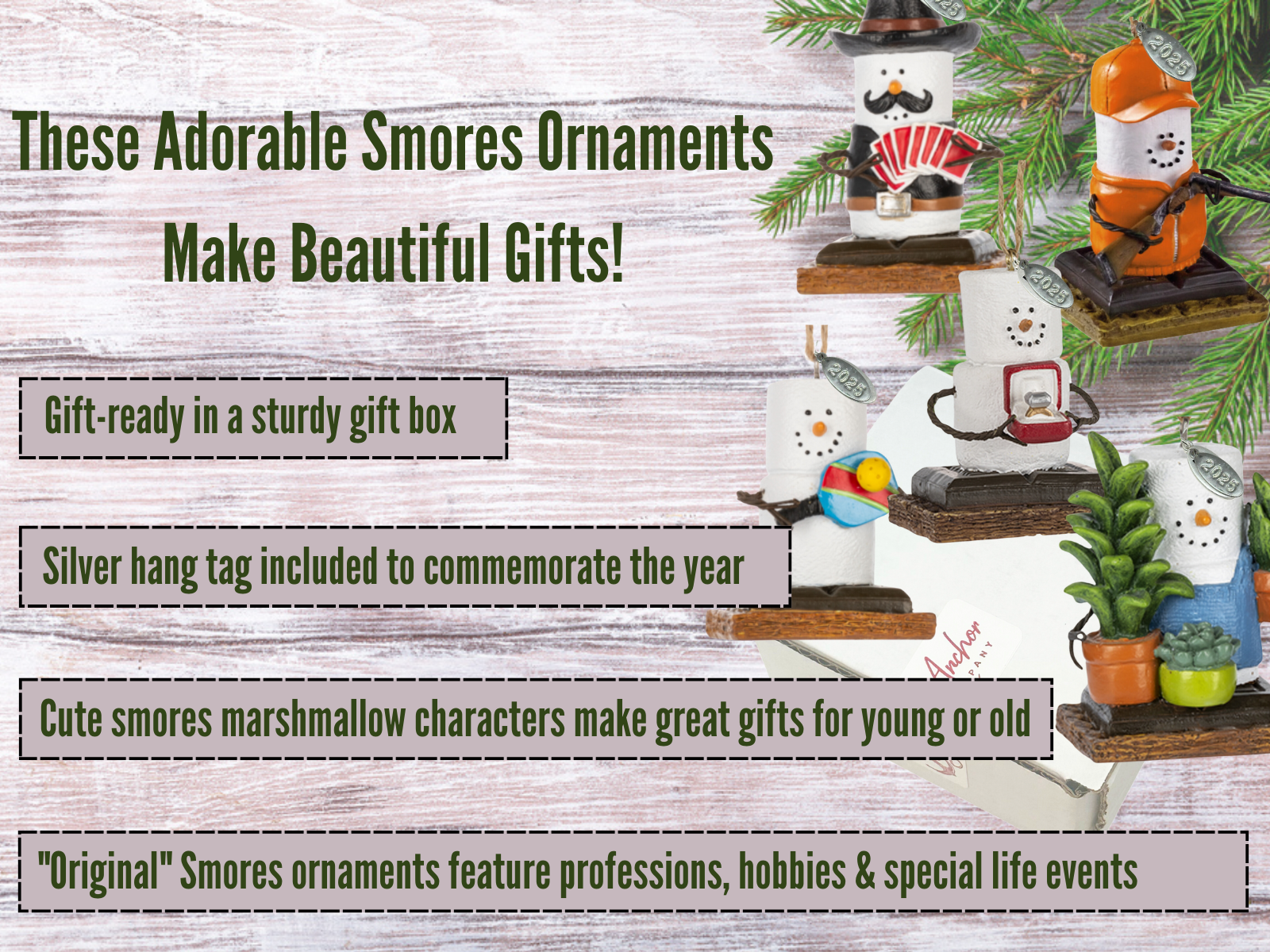 Smores Beekeeper Ornament, Smores Bee Christmas Gift Idea, Comes in Gift Box
