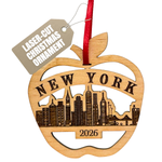 New York Ornament in Laser Cut Wood, NYC Big Apple Travel Souvenir or Gift 2026, Comes in Gift Box