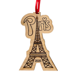 Paris Christmas Ornament 2026 in Laser Cut Wood, Great Travel Souvenir and Gift, In Gift Box