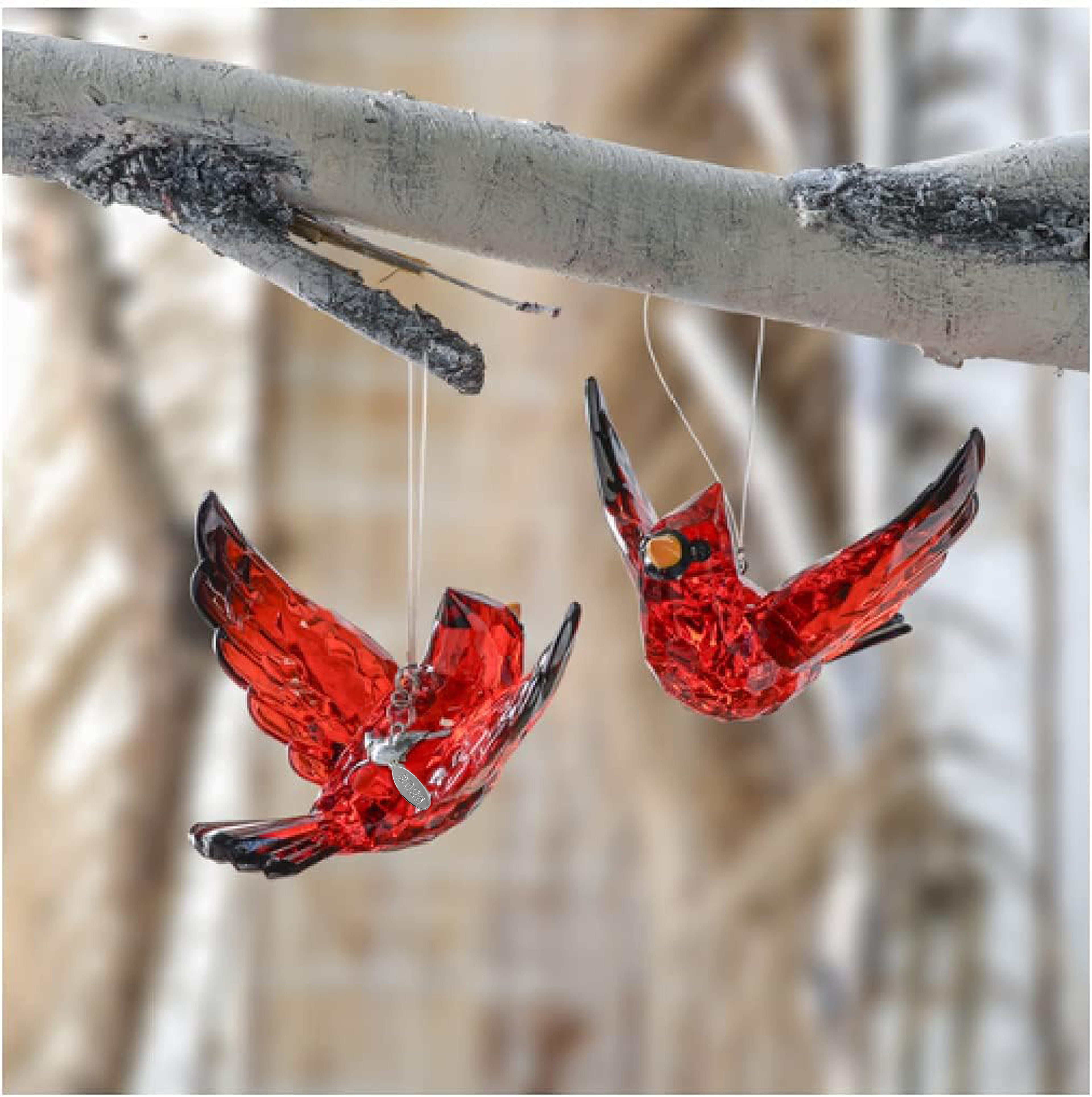026 Flying Cardinal Memorial Gift, Red Bird Cardinal Ornament Hanging Acrylic Crystal Suncatcher with Year Hangtag, Suction Cup & Gift Boxm Heaven