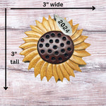 Sunflower Intarsia Style Two-Tone Handcarved Wood Ornament 2024, In Gift Box
