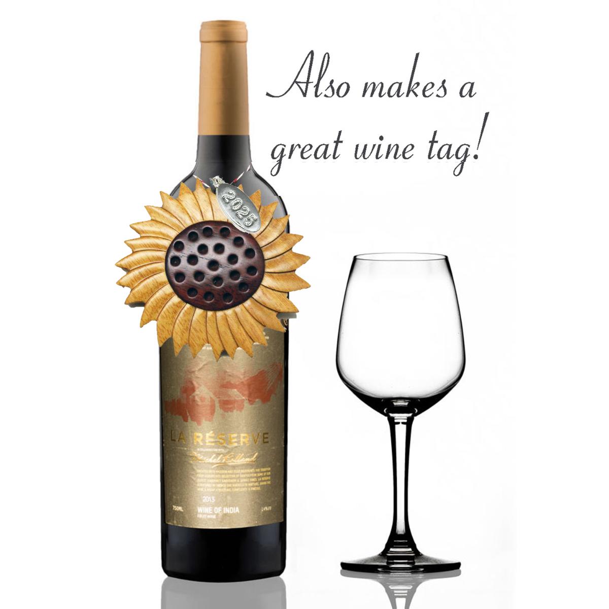 Sunflower Ornament 2025 Two-Tone Wood Intarsia Design - Sunflower Gifts for Women - Comes in A Gift Box