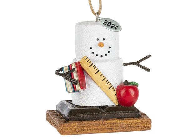 2024 Teacher Ornament, Smores Ornament, Teacher Christmas Ornament or Teacher Gift - Stack of Books Smores - Comes in a Gift Box for Giving