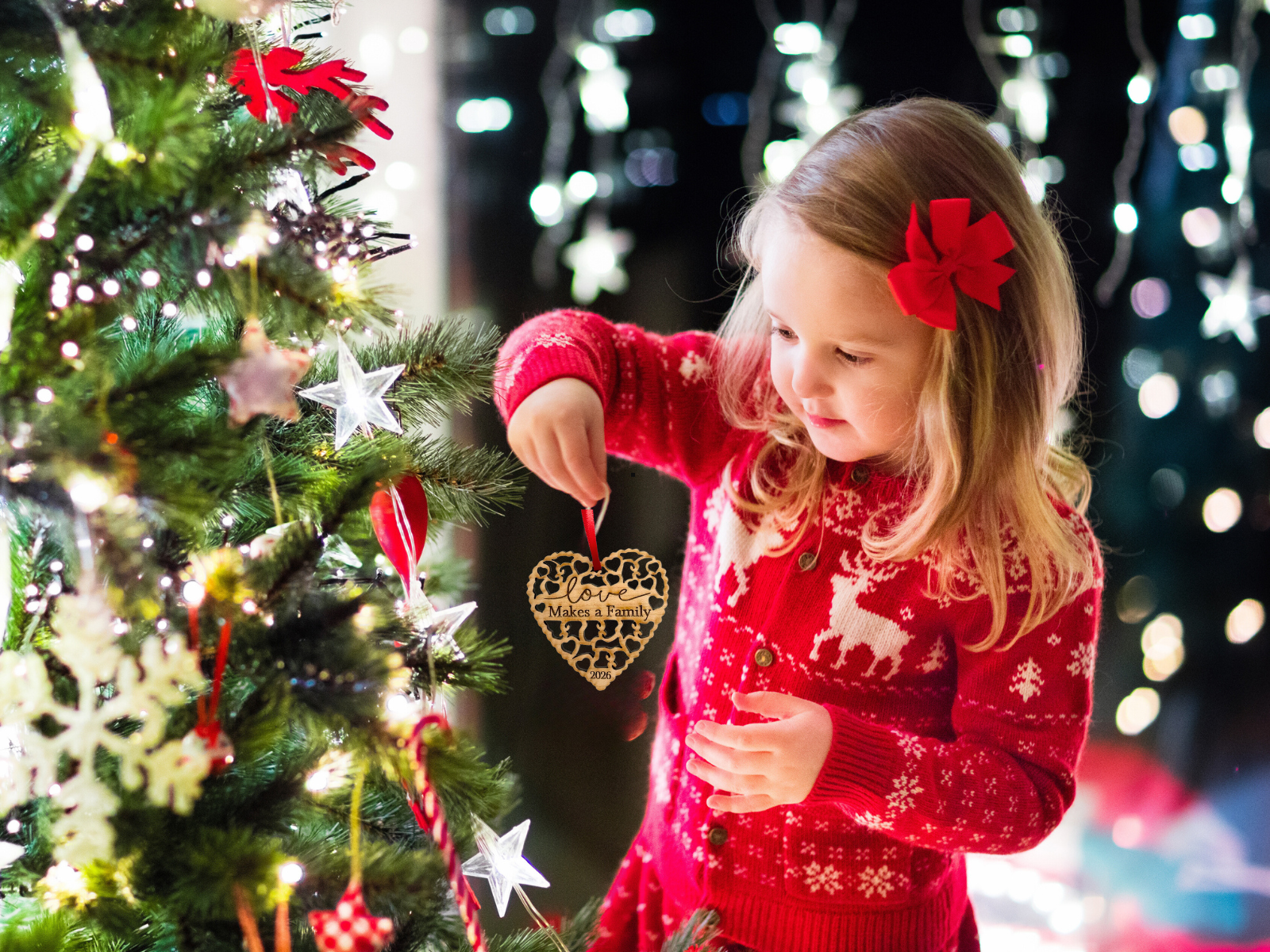 Adoption or Blended Family "Love Makes A Family" Ornament in Laser Cut Wood 2026