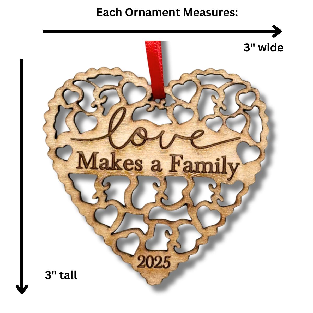 Adoption Gifts, Gotcha Day Gifts, Love Makes A Family Adoption Ornament in Laser Cut Wood 2025, Great Adoption Gifts for Family Or Our Blended Idea, Comes in a Gift Box