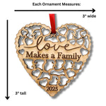 Adoption Gifts, Gotcha Day Gifts, Love Makes A Family Adoption Ornament in Laser Cut Wood 2025, Great Adoption Gifts for Family Or Our Blended Idea, Comes in a Gift Box