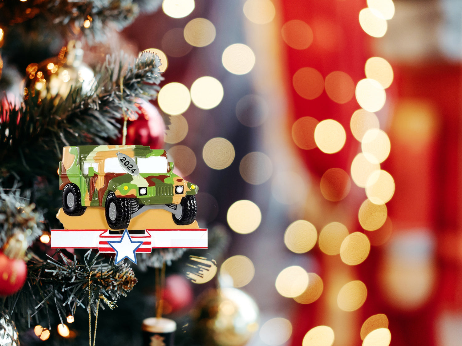 Military Humvee Christmas Ornament 2025, US Army Ornament, Veterans or Military Retirement Gift, In Gift Box