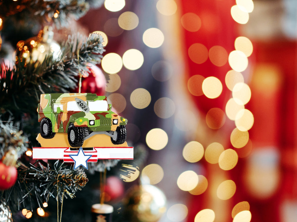 Military Humvee Christmas Ornament 2025, US Army Ornament, Veterans or Military Retirement Gift, In Gift Box