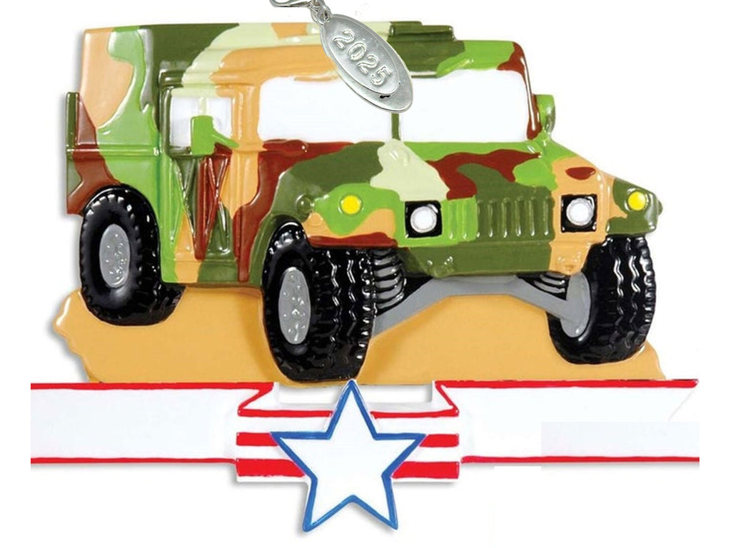 Military Humvee Christmas Ornament 2025, US Army Ornament, Veterans or Military Retirement Gift, In Gift Box