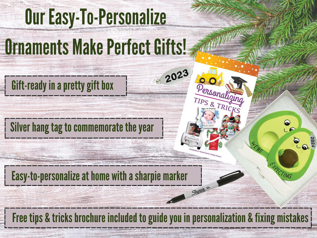 Avocado Couple Expecting Ornament - Cute and Funny Pregnancy Ornament To Personalize at home, in gift box
