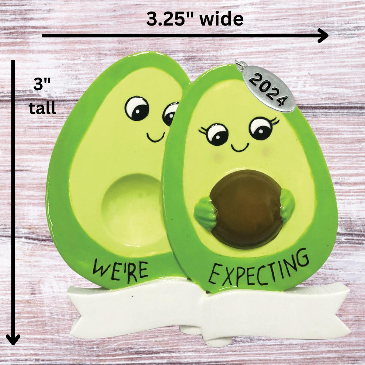 Avocado Couple Expecting Ornament - Cute and Funny Pregnancy Ornament To Personalize at home, in gift box