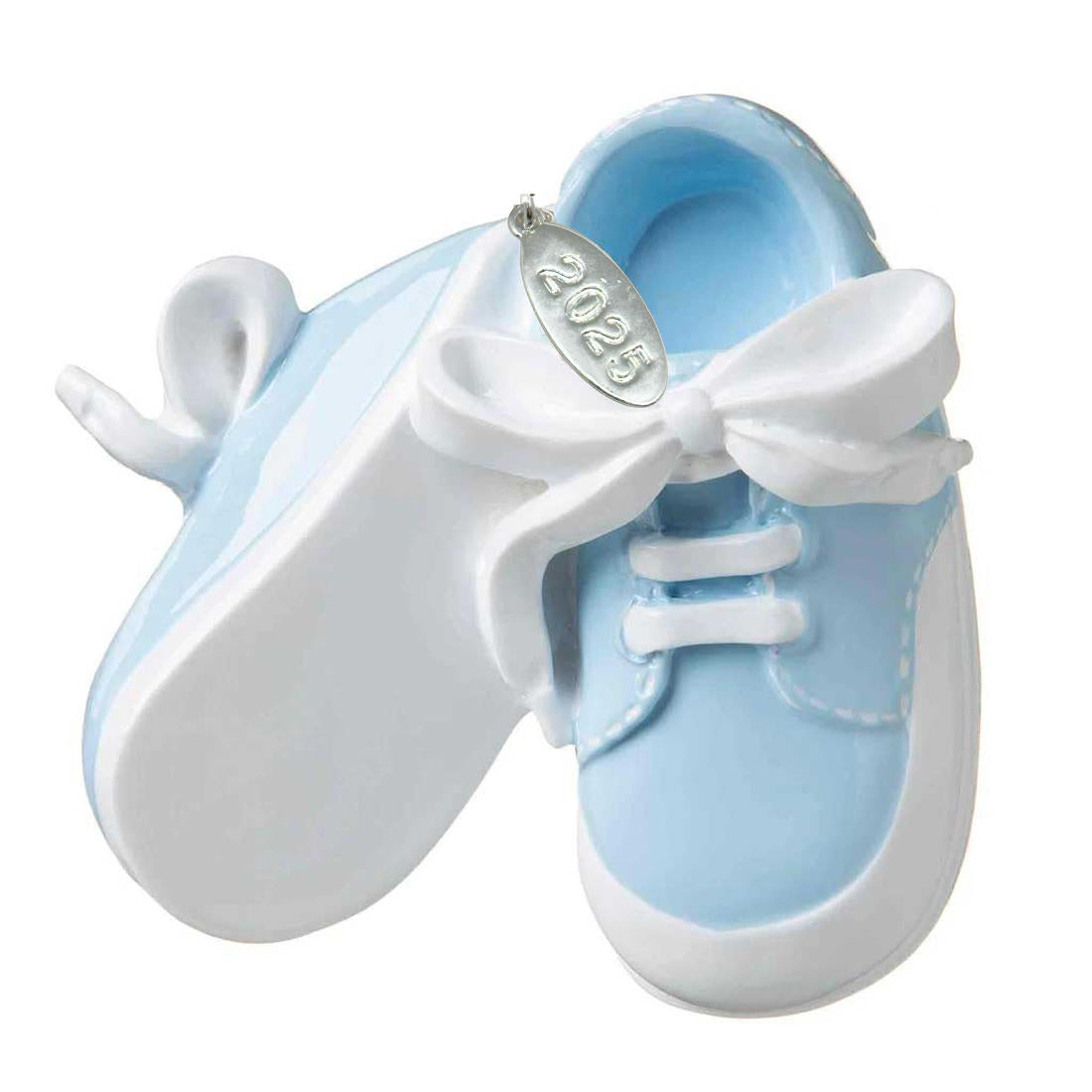 3" Baby Boy Shoe Ornament Babys First Christmas Ornament Blue Baby Booties - Can Be Personalized at Home - with Gift Box