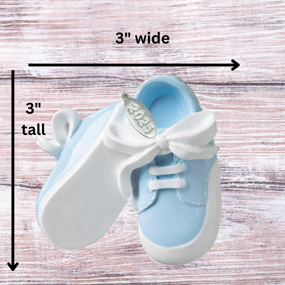 3" Baby Boy Shoe Ornament Babys First Christmas Ornament Blue Baby Booties - Can Be Personalized at Home - with Gift Box