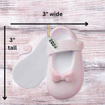 3" Baby Girl Shoe Ornament Babys First Christmas Ornament 2024 Pink Baby Booties - Can Be Personalized at Home - with Gift Box