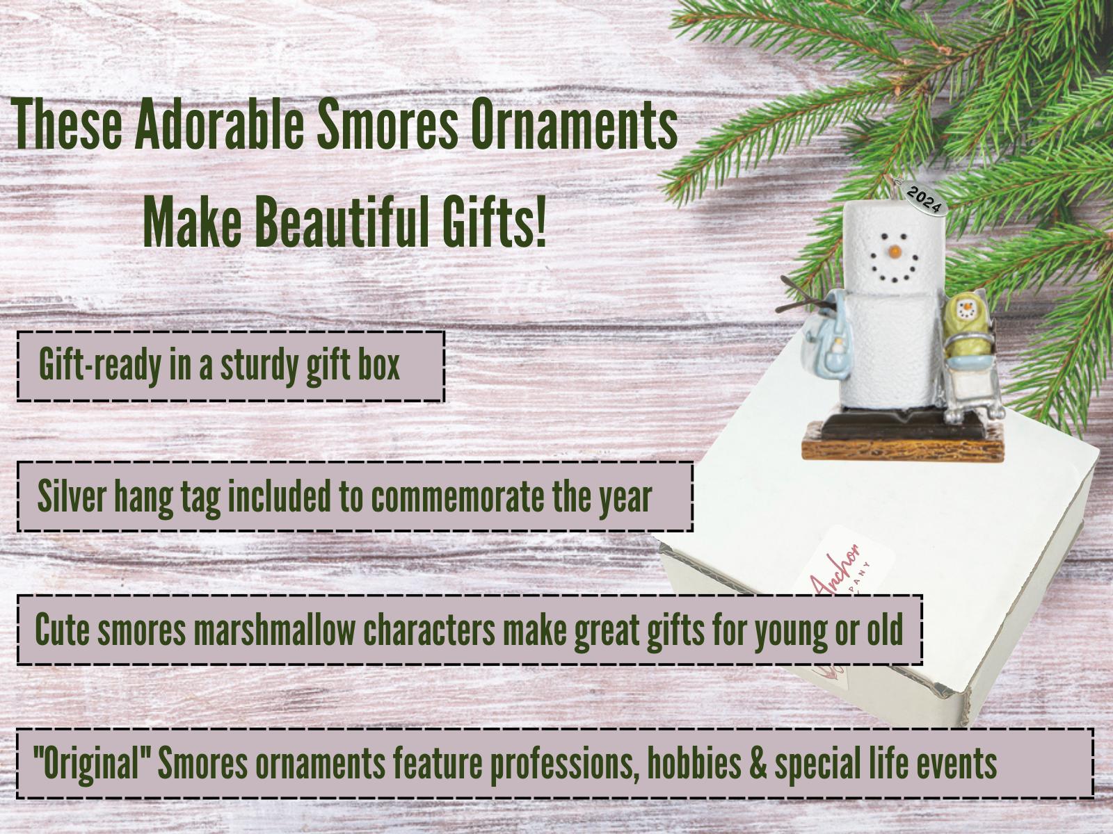 Smores Baby Boy in Stroller Ornament, Comes in Gift Box