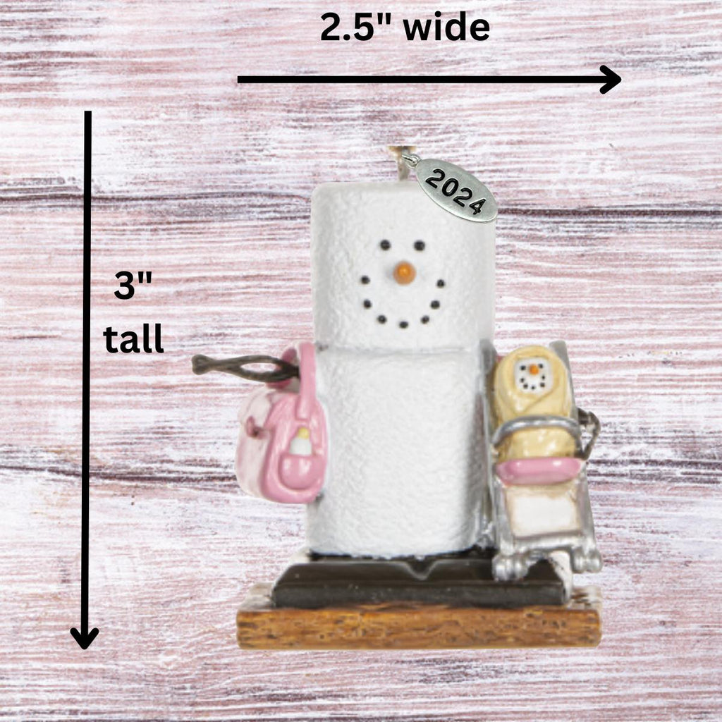 Smores Baby GIrl in Stroller Ornament, Comes in Gift Box