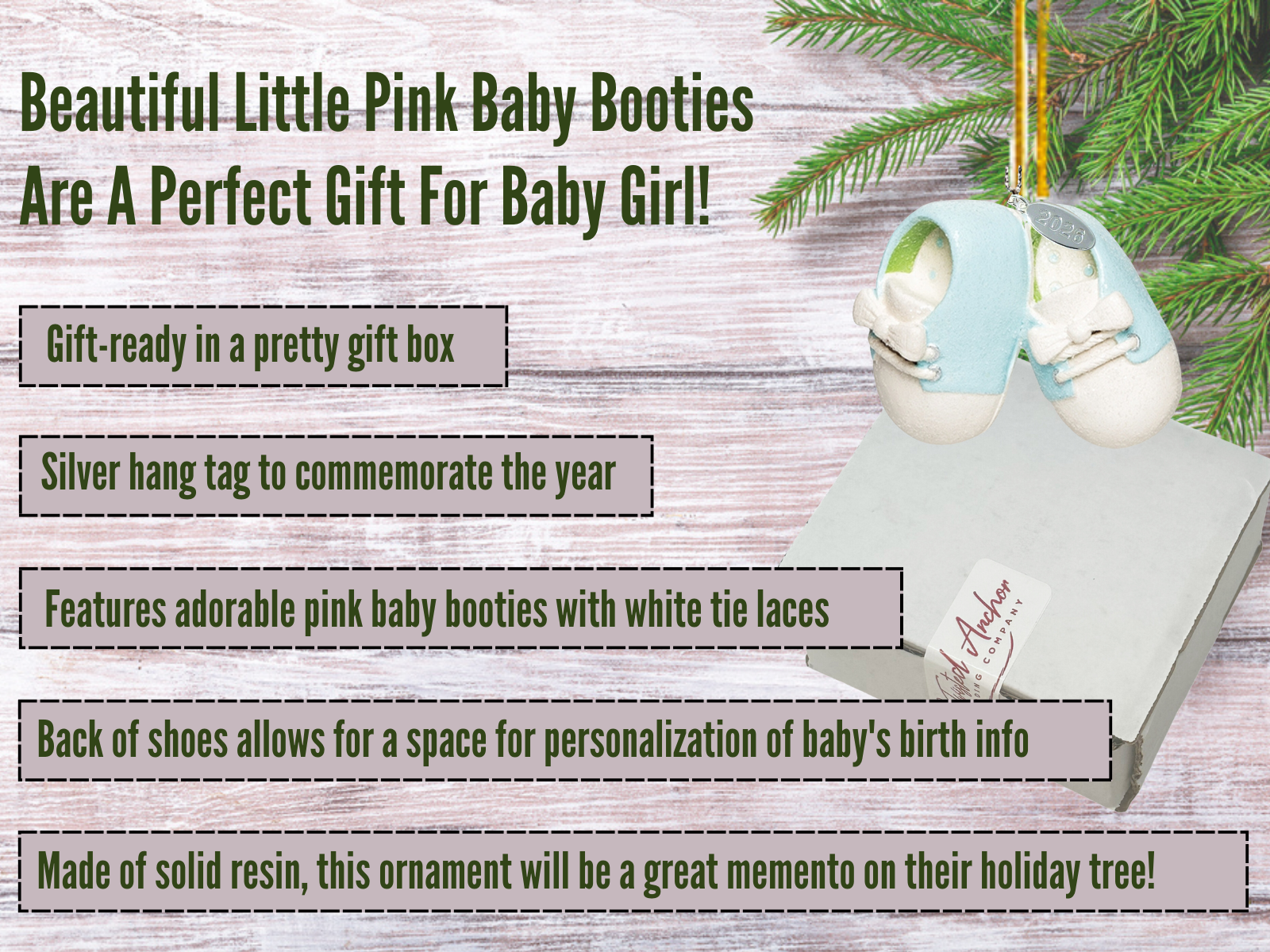 Baby Boy Booties Ornament - Hanging Baby Boy Blue Shoes 2026, In Gift Box