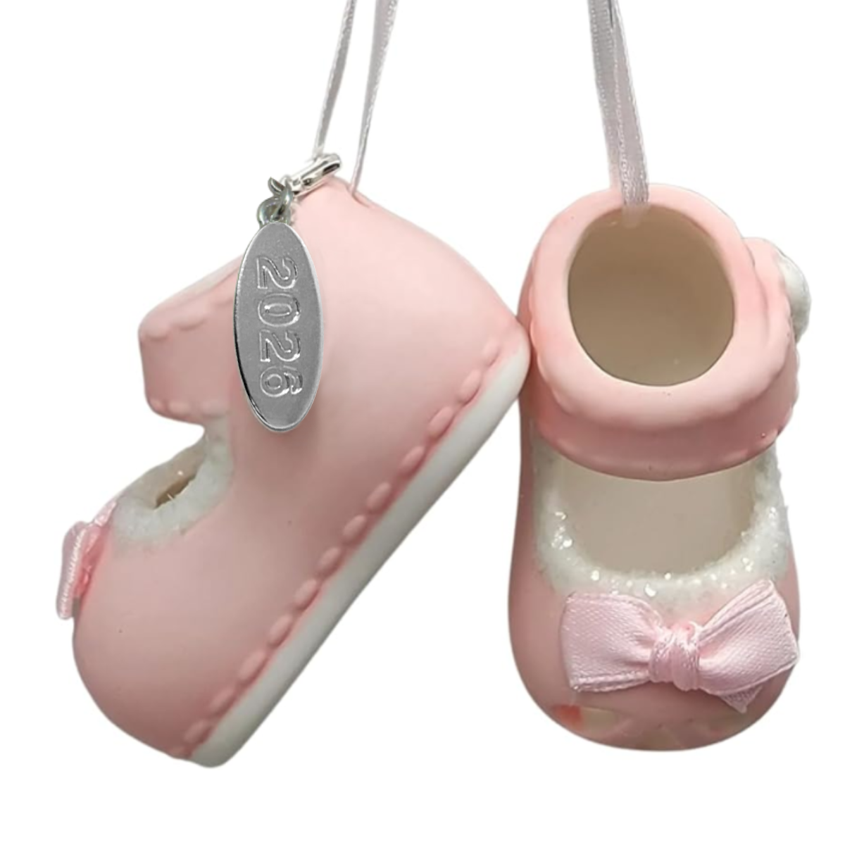 2026 Baby Girl Booties Ornament - Hanging Baby Girl Pink Shoes, In Gift Box