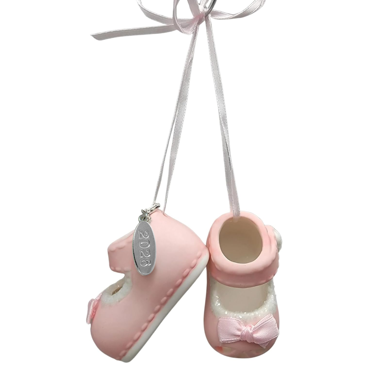 2026 Baby Girl Booties Ornament - Hanging Baby Girl Pink Shoes, In Gift Box