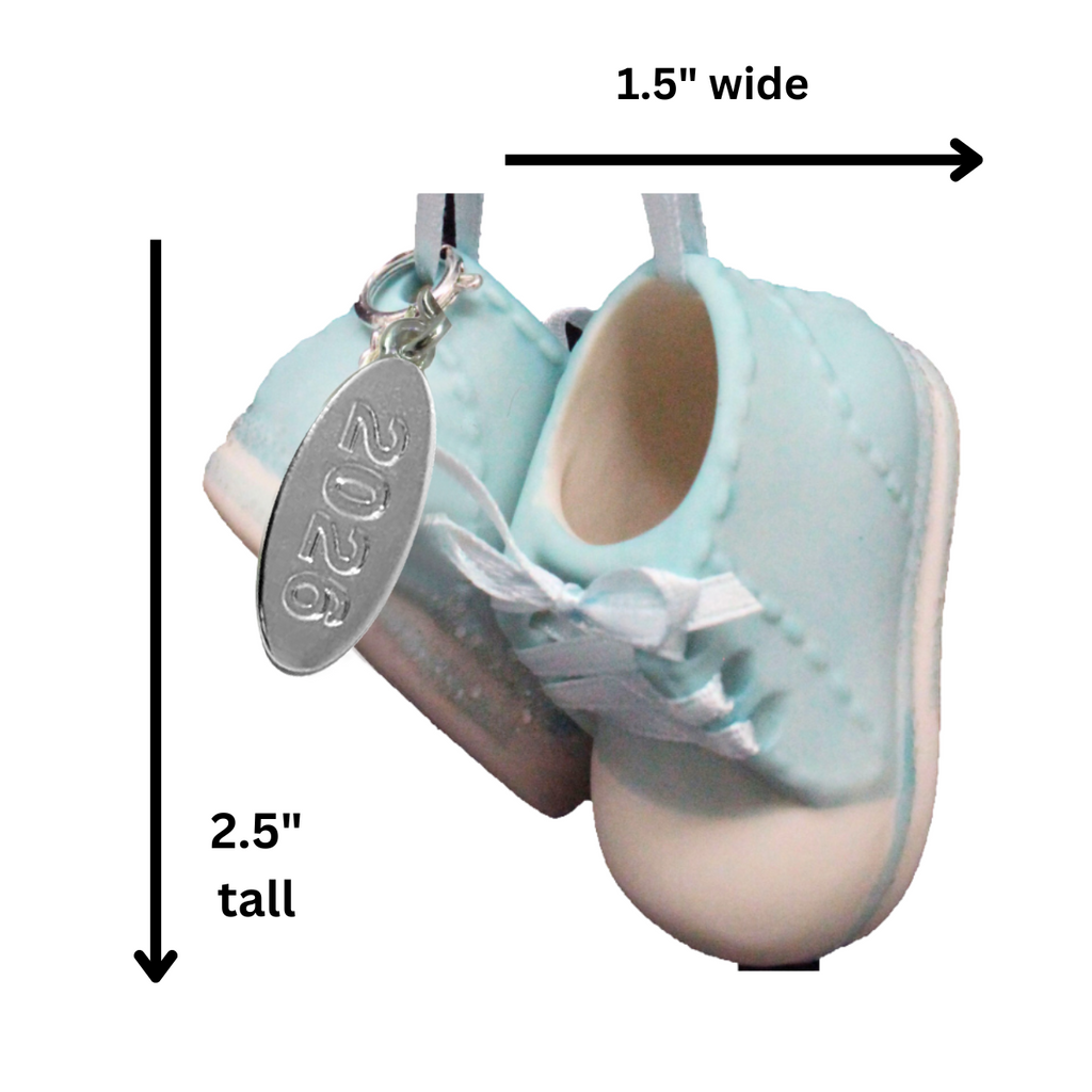 2026 Baby Boy Booties Ceramic Ornament - Hanging Baby Boy Blue Shoes, In Gift Box