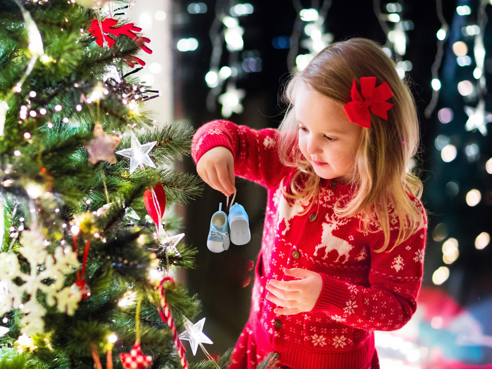 2026 Baby Boy Booties Ceramic Ornament - Hanging Baby Boy Blue Shoes, In Gift Box