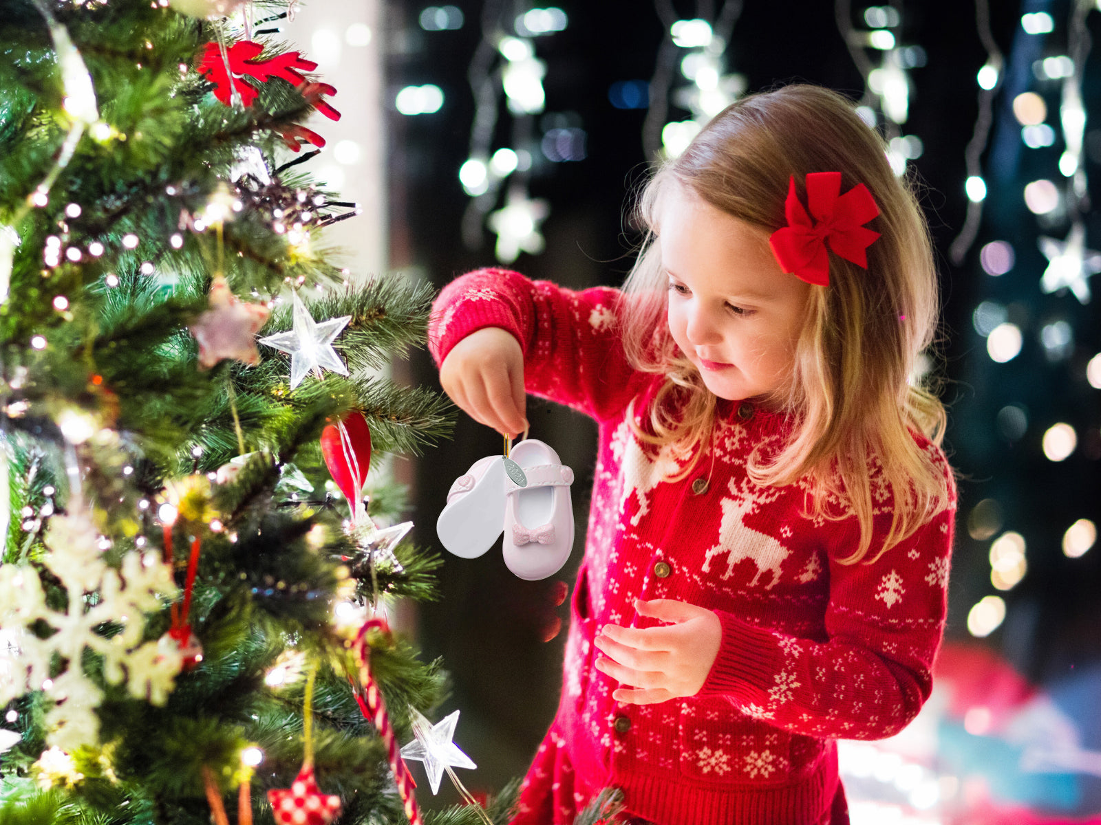 2026 3" Baby Girl Shoe Ornament, Baby Booties (Flat Back) To Be personalized, In Gift Box