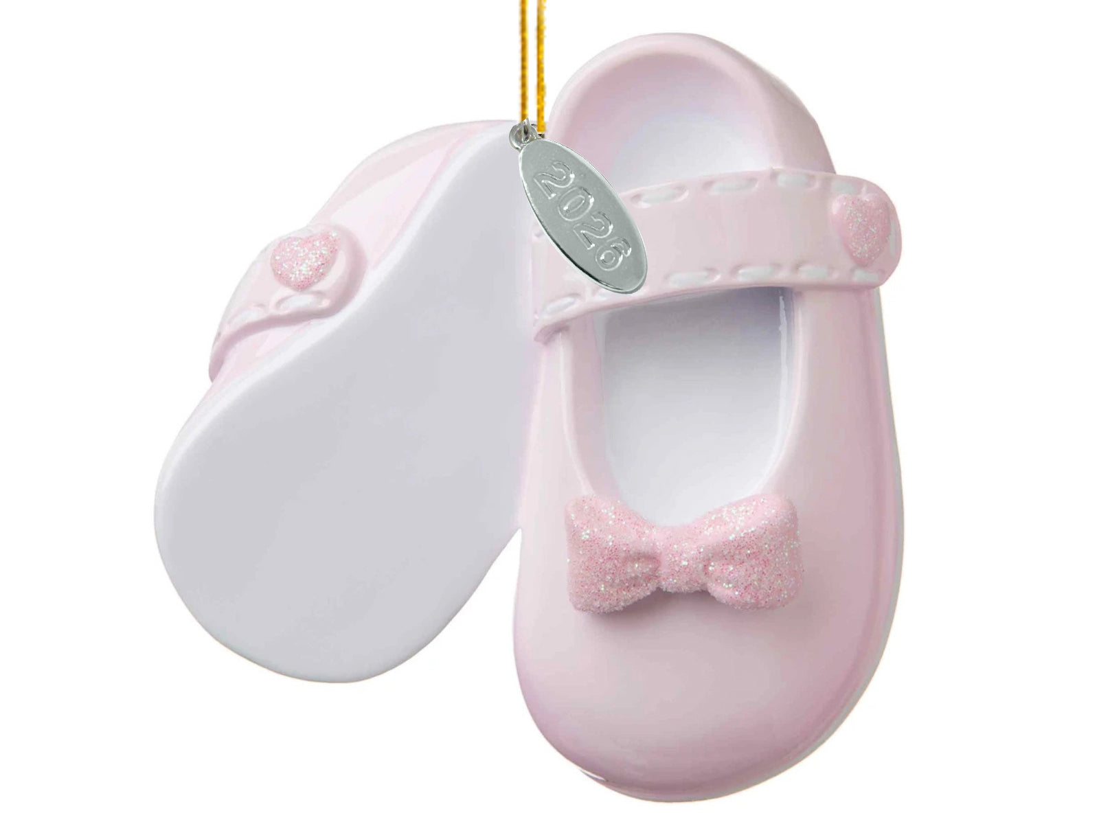2026 3" Baby Girl Shoe Ornament, Baby Booties (Flat Back) To Be personalized, In Gift Box