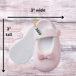 2026 3" Baby Girl Shoe Ornament, Baby Booties (Flat Back) To Be personalized, In Gift Box