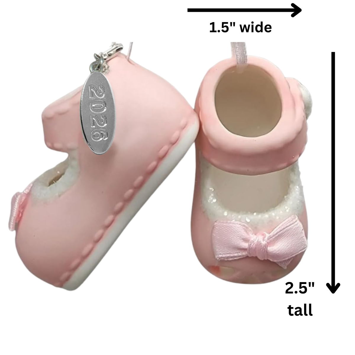 2026 Baby Girl Booties Ornament - Hanging Baby Girl Pink Shoes, In Gift Box