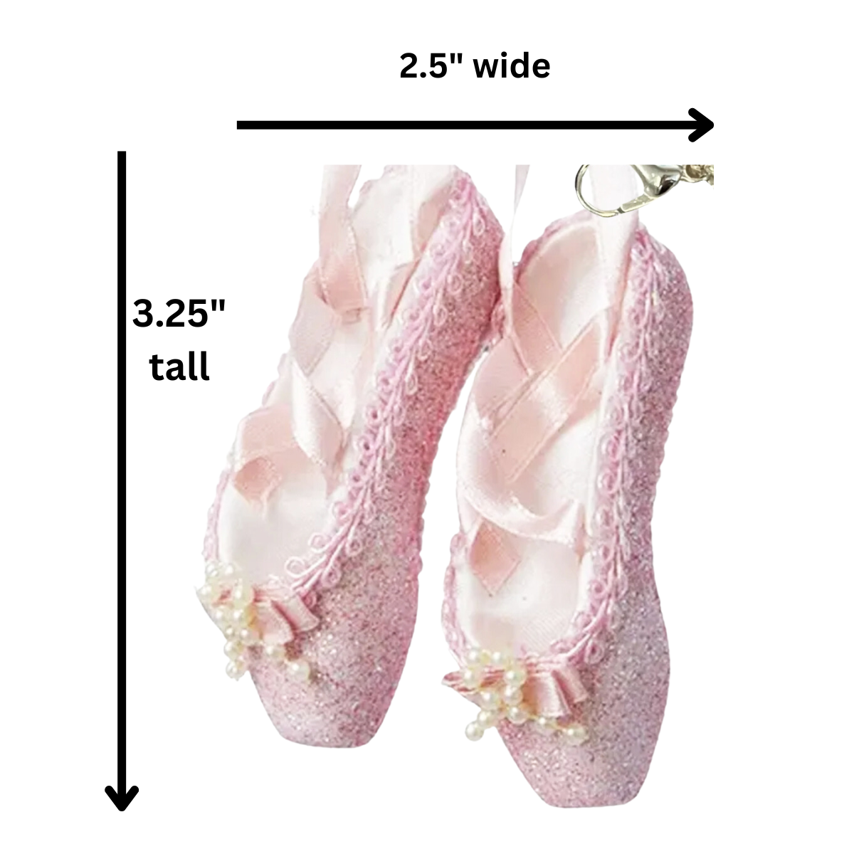 Pink Ballet Shoes Christmas Ornament, with Sparkling Glitter 2025, In Gift Box