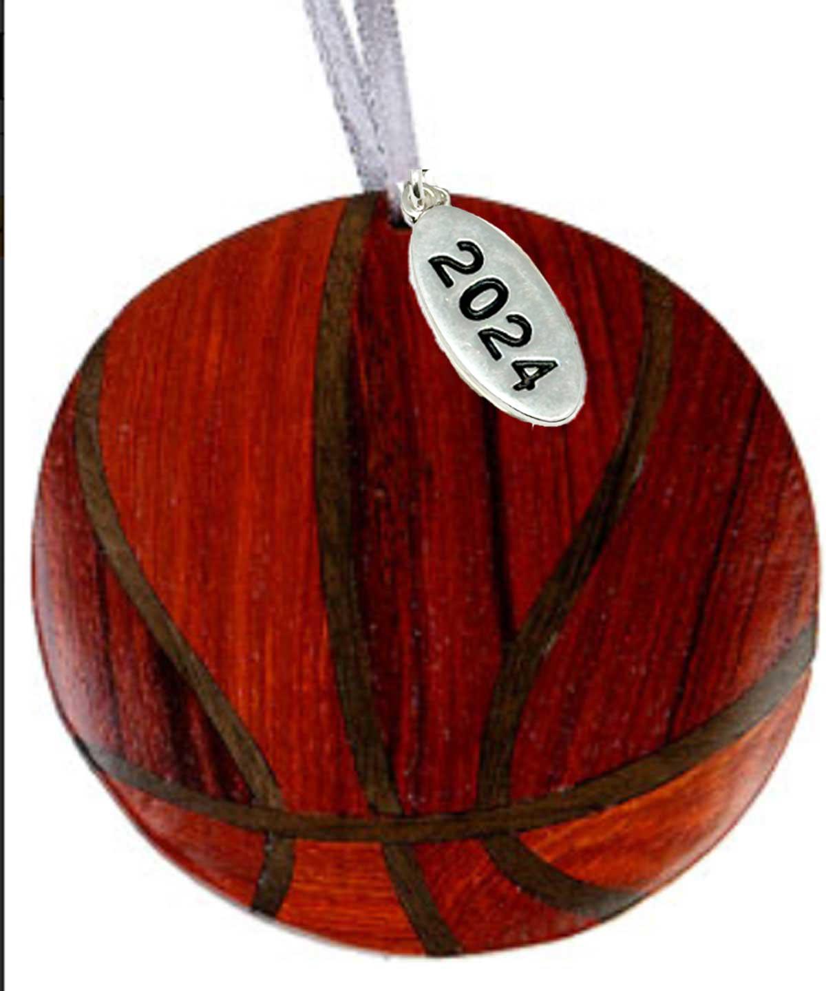 Basketball Christmas Ornament 2024, Stunning Two-Tone Intarsia Design, Comes in A Gift Box