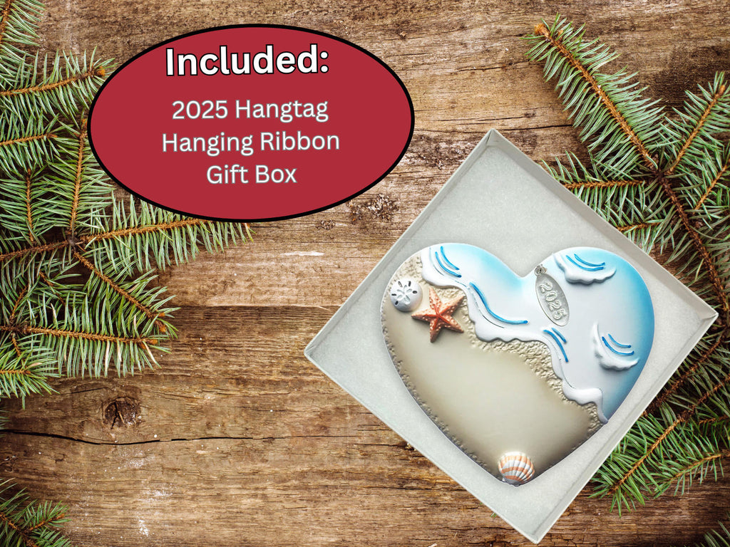 Beach Seashell Christmas Ornament - Tropical Vacation 2025 - Comes in Gift Bag