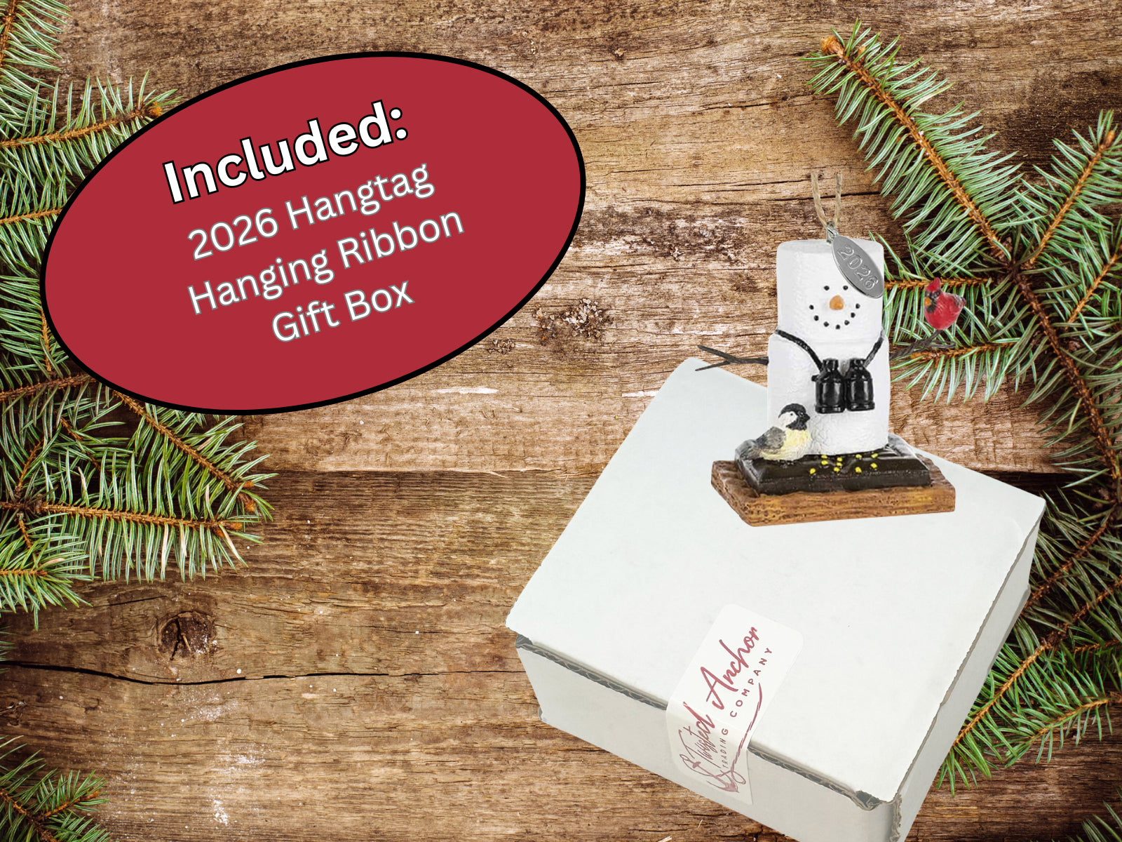 Smores Birdwatcher Ornament, Smore w/ Cardinal Christmas Ornaments, Bird Ornament, Includes Hangtag w Year, Comes in Gift Box