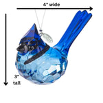 Stunning Blue Jay Sparkling Suncatcher, Acrylic Bird Ornament 2025, Comes w/ Suction Cup & Gift Box