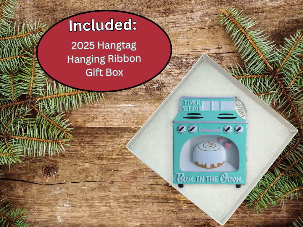 Expecting "Bun In The Oven" 2025 Pregnancy Christmas Ornament You Personalize