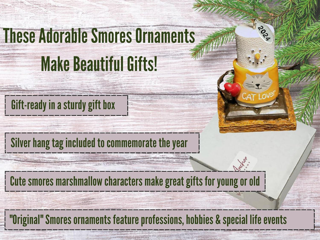 Smores Cat Lover Christmas Ornament, Comes in Gift Box