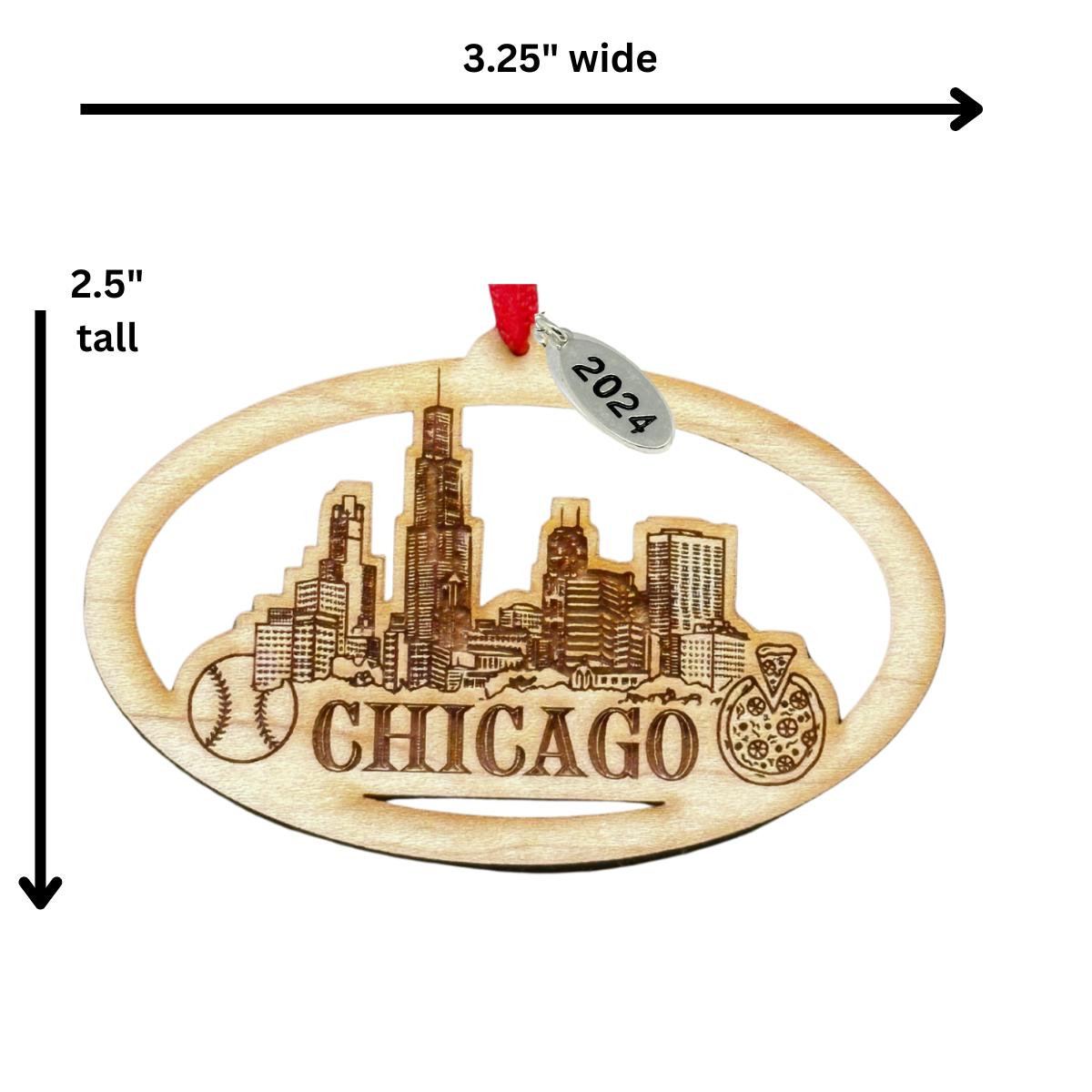Chicago Ornament 2024, Beautiful Laser Cut Wood Chicago Gifts, Windy City Gift Idea, Chicago Trip Souvenir Idea, City Gifts, Comes in a Gift Box