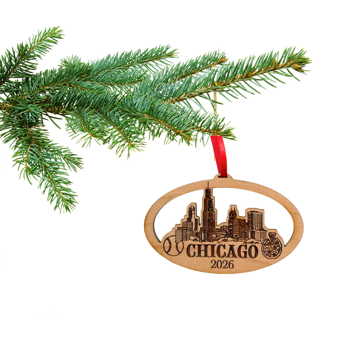 Chicago Ornament 2026, Beautiful Laser Cut Wood Chicago Gifts, Windy City Gift Idea, Chicago Trip Souvenir Idea, City Gifts, Comes in a Gift Box