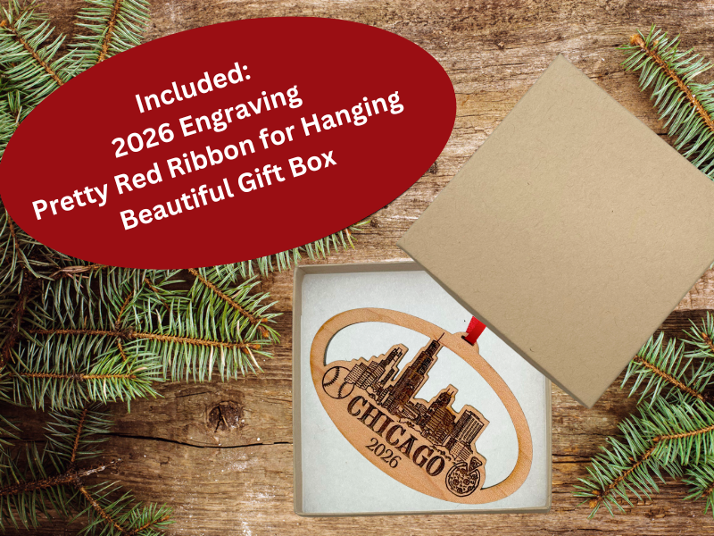 Chicago Ornament 2026, Beautiful Laser Cut Wood Chicago Gifts, Windy City Gift Idea, Chicago Trip Souvenir Idea, City Gifts, Comes in a Gift Box