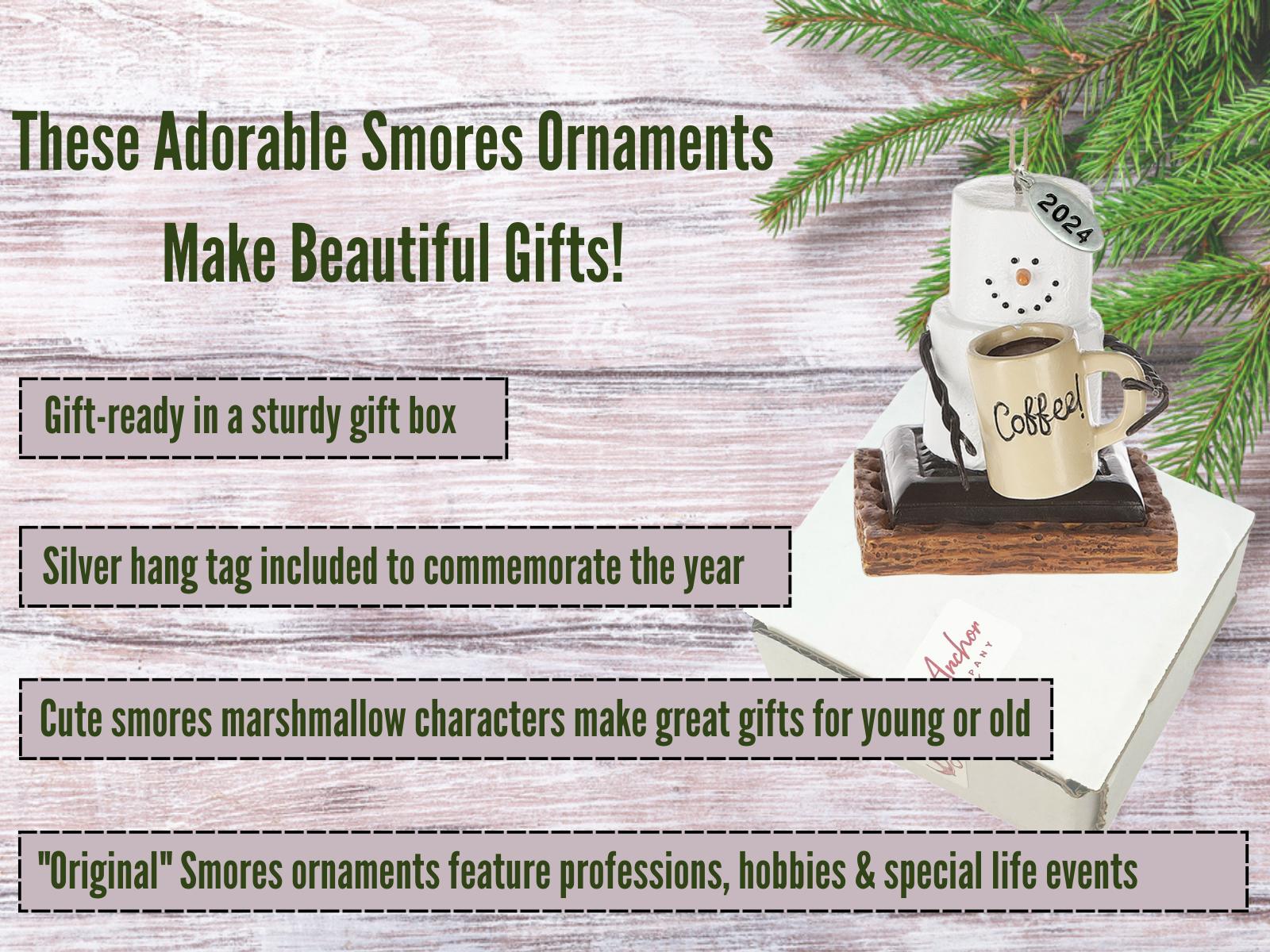 Smores Coffee Christmas Ornaments, Coffee Gifts, Coffee Gifts for Women - Comes in a Gift Box so It's Ready for Giving