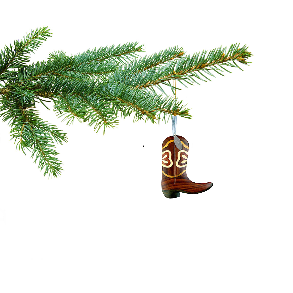 2026 Cowboy Boot Ornament - Two-Tone Wood Christmas Ornament - Intarsia Design - Western Ornament - Comes in A Gift Box So It's Ready for Giving