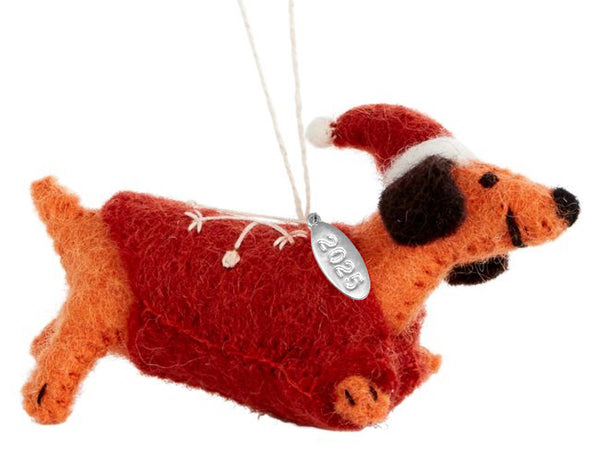 Dachshund Christmas Ornaments - Boiled Wool Santa Dachshund Ornament - Cute Dog Ornament 2025