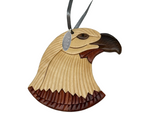 2026 Two-Tone Intarsia Wood Bald Eagle Ornament - 3" Size - Comes in Gift Box