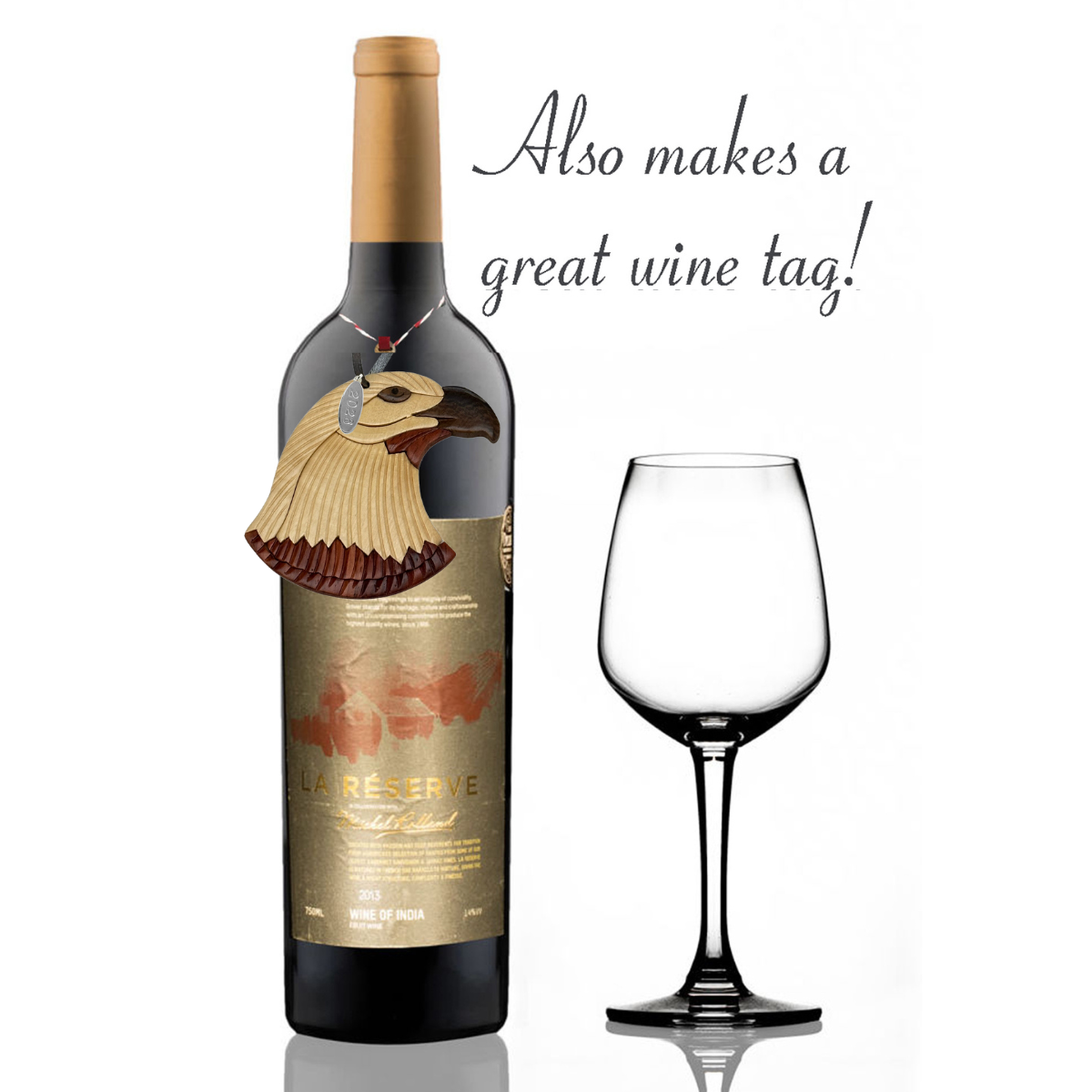 2026 Two-Tone Intarsia Wood Bald Eagle Ornament - 3" Size - Comes in Gift Box