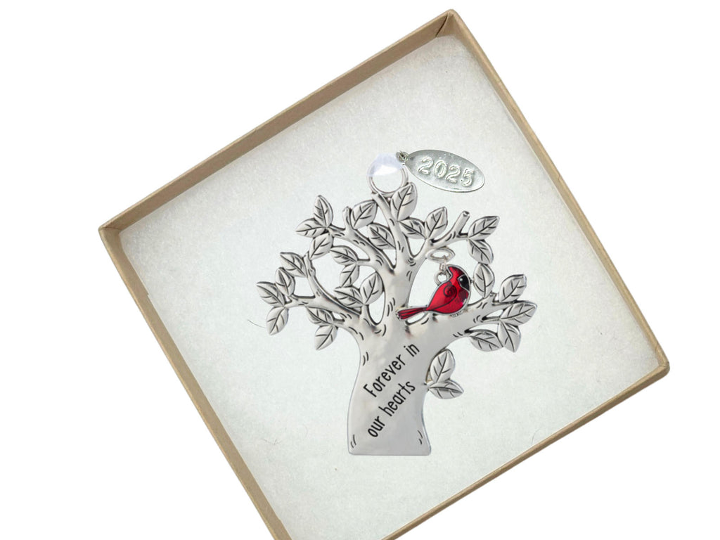 2025 Cardinal Memorial Ornament, Memorial Gifts for Men or Women - Forever In Our Hearts - Comes in Gift Box