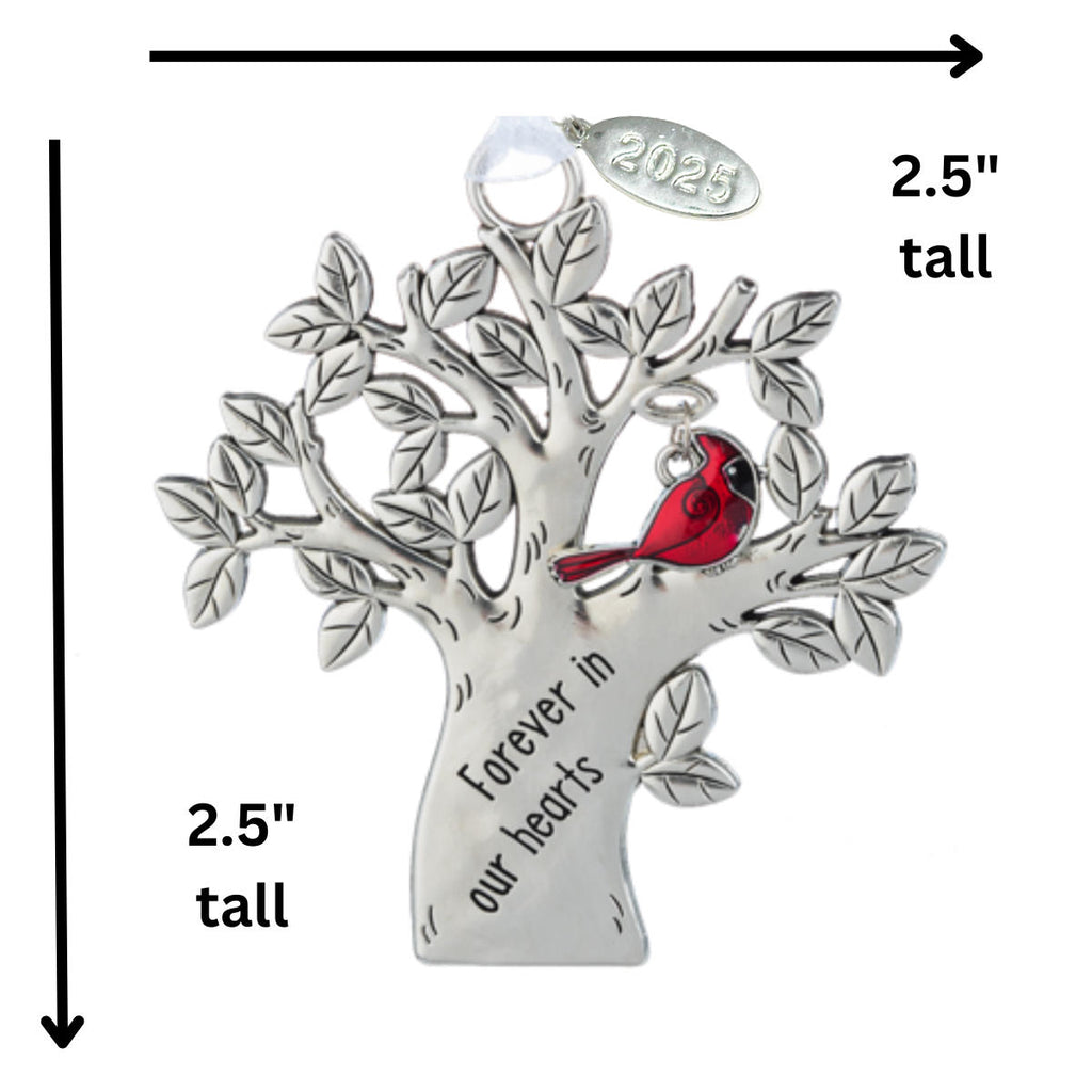 2025 Cardinal Memorial Ornament, Memorial Gifts for Men or Women - Forever In Our Hearts - Comes in Gift Box