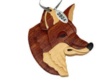 Fox Christmas Ornament 2024 Two-Tone Wood Intarsia Design - Comes in Gift Box