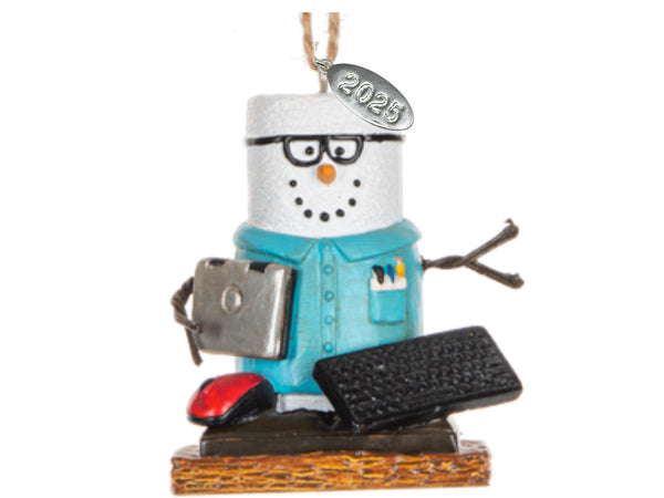 Smores Nerd Computer Geek Ornament - Adorable Geeky Smores Ornament - Nerdy IT or Computer Tech Ornament